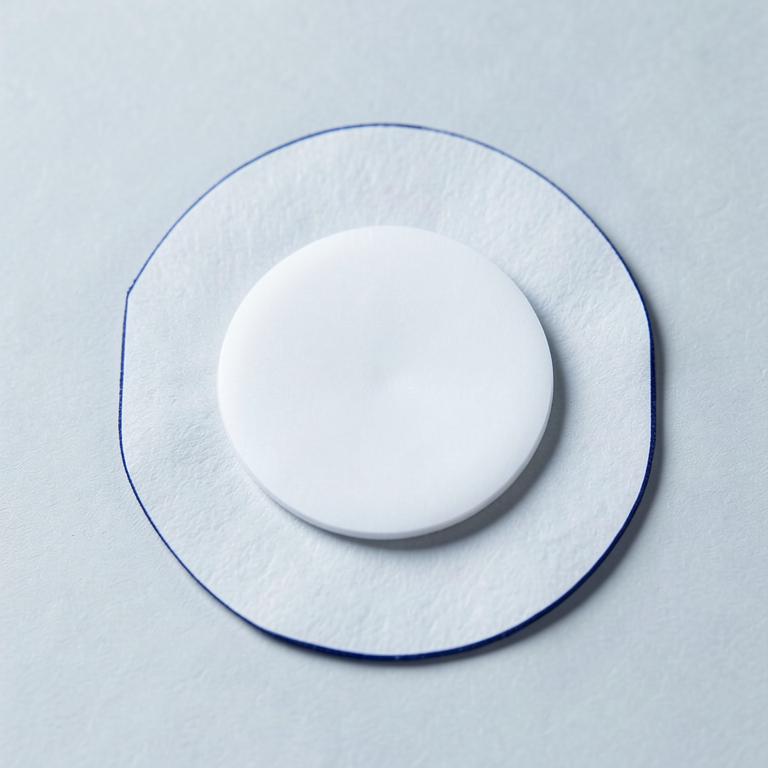 Close-up of a circular white body patch